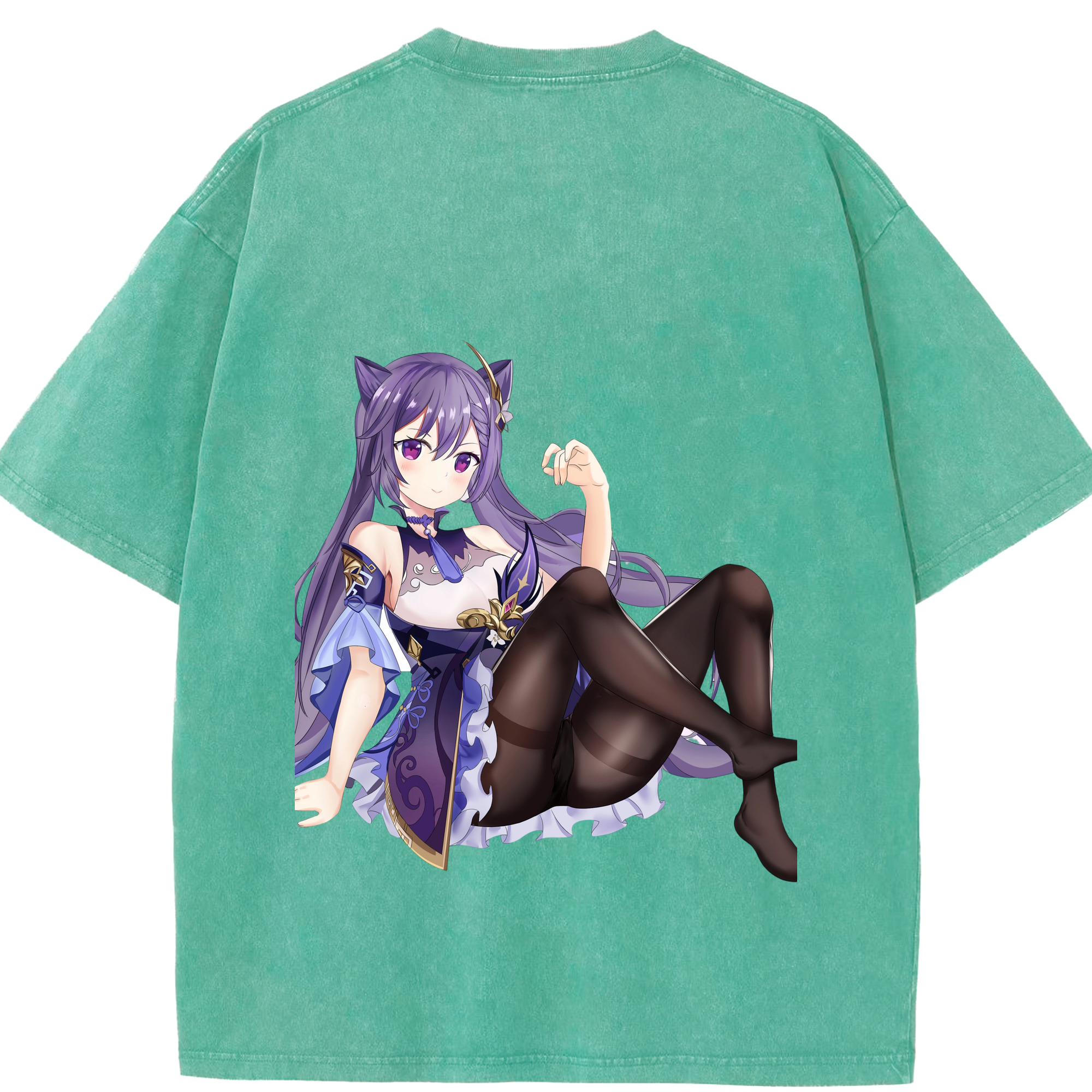 げんし神 刻晴 こくせい genshin Kokusei 綿100% ヴィンテージ風 半袖Tシャツ（背面プリント）